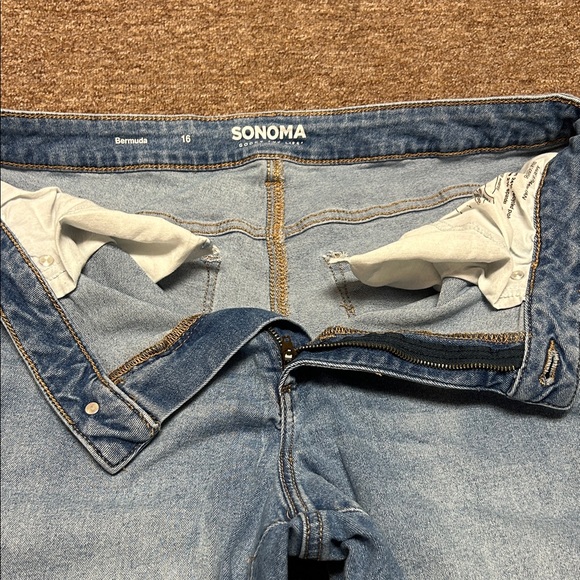 Sonoma Women's Distressed Light Blue Jean Shorts - Picture 4 of 6